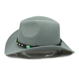 Syrios Gifts Gray Western Cowboy, Cowgirl Hat, Turquoise, Men Women Retro Wide Brim