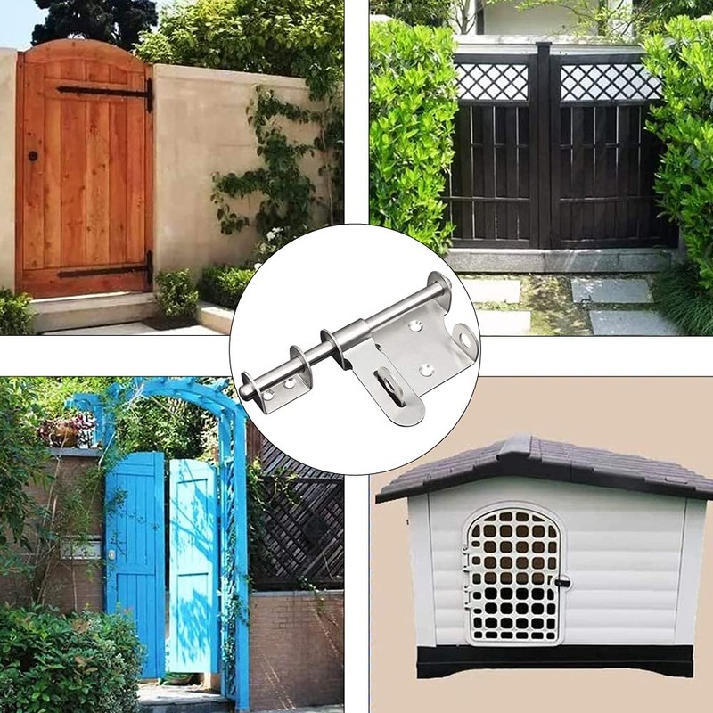 2 pieces stainless steel slide bolt lock, gate latch, sliding