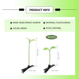 50 Pcs Bean Sprout Hair Clips Little Plant Hairpins Funny Grass Barrette Headwear for Girl(Green)