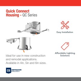 Juno 4" Quick Connect Housing for LED Recessed Lights for Remodel Projects, IC Rated, Air-Loc Sealed LED Recessed Light Housing, Includes Prewired Junction Box for Ceiling Lighting, 6-Pack