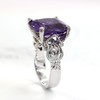 DoubleAccent Sterling Silver Art Deco Design Cushion Cut Simulated Amethyst