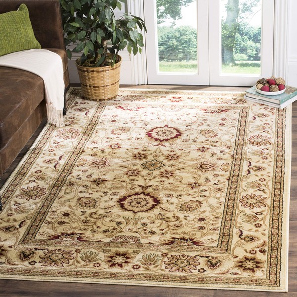 SAFAVIEH Lyndhurst Collection LNH212L Traditional Oriental Non-Shedding Living Room Bedroom Dining Home Office Area Rug, 5'3" x 7'6", Ivory / Ivory