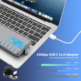 Poyiccot U Shaped USB C to A Adapter, 180 Degree Male to Female Adapter, 10Gbps OTG Converter With Wider Space Support 4K@60hz for Steam Deck, MacBook Pro (1Pack)