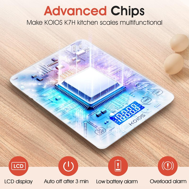 KOIOS Kitchen Scale, 33lb/15kg Digital Food Scales Weight in Grams