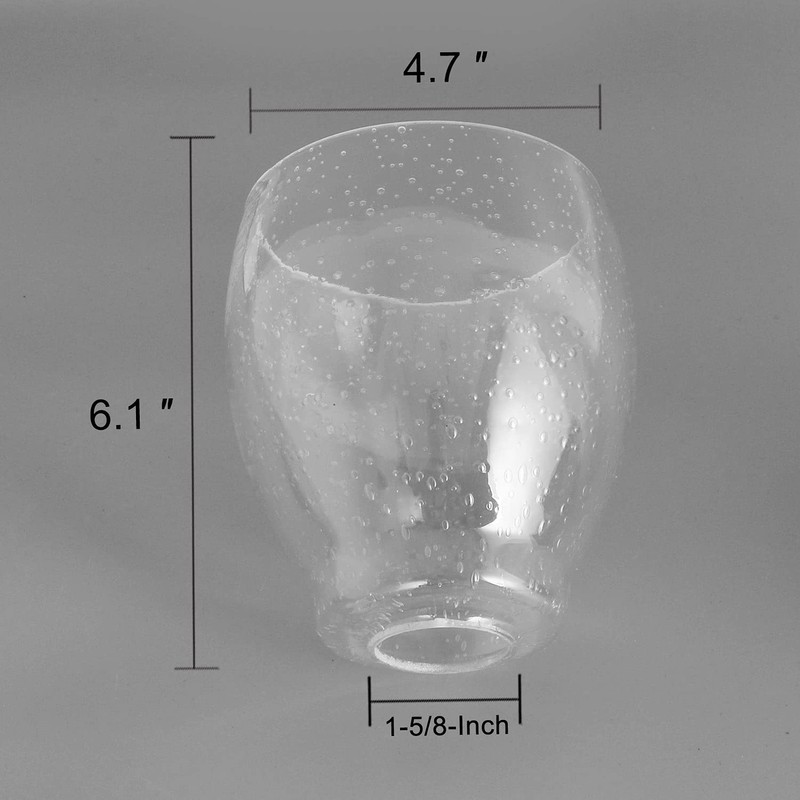 Anmire Clear Seeded Glass Shade, Modern Light Fixture Replacement Globe
