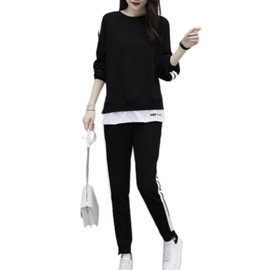 Red Ray Women's Jersey Top and Bottom Set, Hoodie, Sports Room, Wear, Long Sleeve, Black