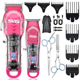 DSP® Hair Clipper, Trimmer Kit for Men Professional Barber Set for Hair and Beard Cutting Zero Gap Beard Trimmer, with LED Display (Pink)