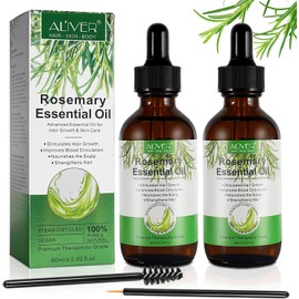 Rosemary Essential Oil(2pcs) for Hair Growth & Skin Care, Face, Dry Scalp Treatment, Serum for Hair Loss Treatment, Scalp Massager, Aromatherapy