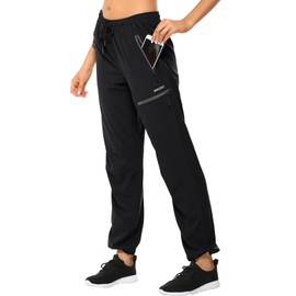 MOCOLY Women's Cargo Hiking Pants Elastic Waist Quick Dry Lightweight Outdoor Water Resistant UPF 50+ Long Pants Zipper