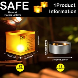 Tujoe 36 Set Chinese Floating Square Paper Lanterns for Wishing Praying Blessing 5. 9 Inch Floating Water Candle Chinese River Paper Lanterns for Wedding Festival Event Party Memorial Sympathy Gifts
