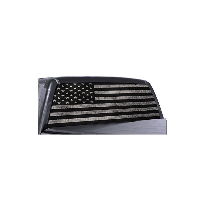 FGD Brand Truck Rear Window Wrap Black & White Distressed
