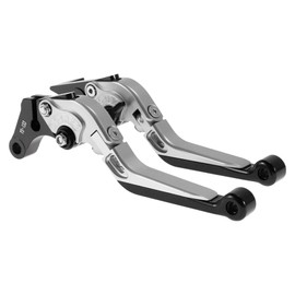 INFINAUTO Short Long Brake Clutch Levers for Suzuki GSXR150 17-20 Adjustable Motorcycle Handlebar Brake Lever Aluminum Alloy Silver Tone Handle Black End