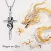 JERWLI Dragon Cross Necklace 925 Sterling Silver Dragon Pendant Necklace