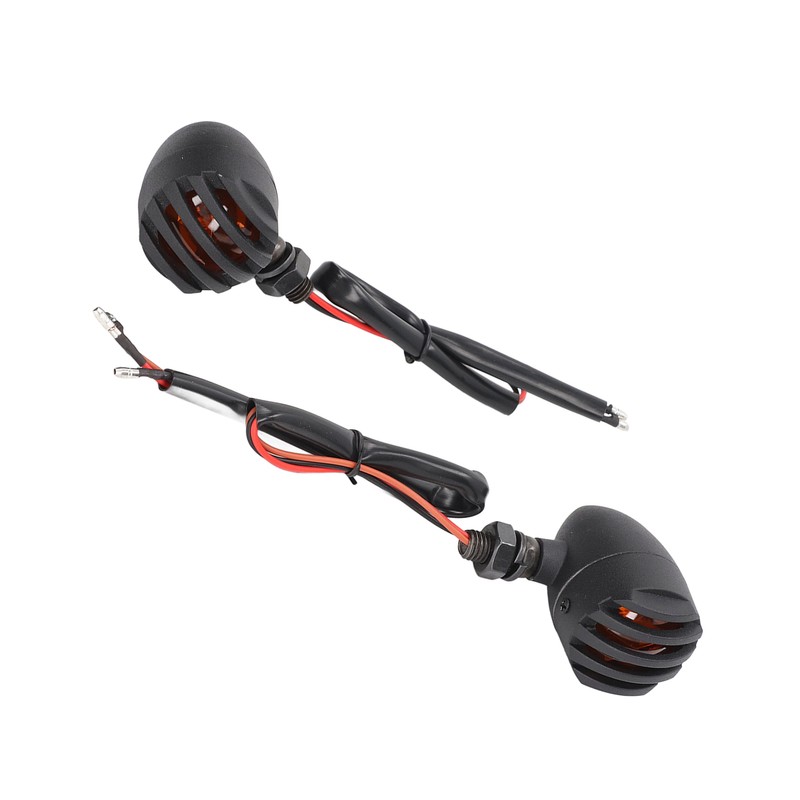 Pair Motorcycle Turn Signal Light with Grill Cover 3 Wires