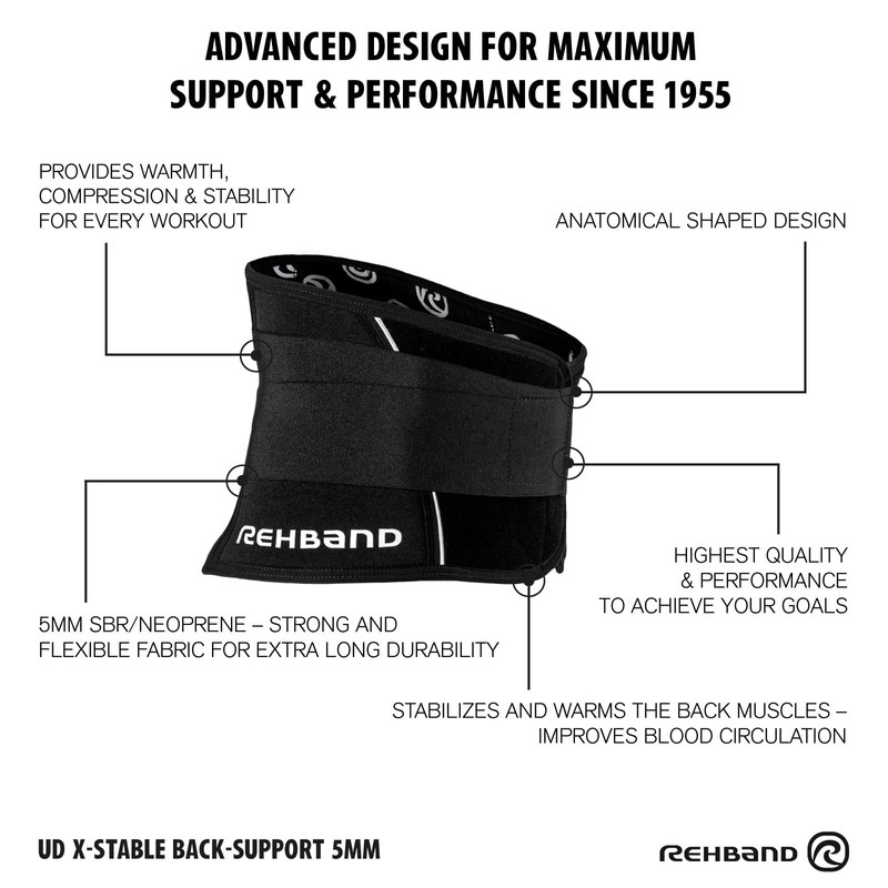 Rehband UD Back Brace 5 mm Neoprene Back Support, Colour: