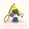 Schleich Vintage 1980's Secretary Smurfette PVC Figure Key chain