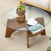 UELKS 31.5" Round Glass Coffee Table for Living Room, Mid