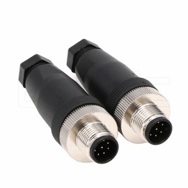 Eonvic M12 8 Pin Plug 12mm A-Code IP67 30V 2A AC/DC Industrial Bullet Connector Unshielded Field Mount Cable Sensor Straight Pack of 2