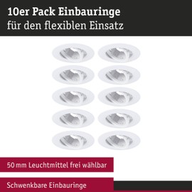 Paulmann 92115 Recessed Light Set of 10 Swivelling Round 90 mm 30° GU10 Max. 10 x 10 W 230 V White Recessed Lamp