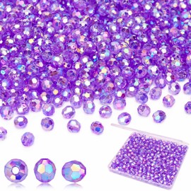 BONNY BOXX 1000 Cuentas Redondas de Cristal Acrílico Facetado de 6 Mm, Transparentes, Moradas, Espaciadoras Sueltas para Manualidades, para Hacer Pulseras, Collares, Pendientes, Llaveros, Joyas, Bolso