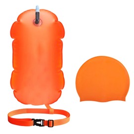 Swim Buoy for Open Water Swimming,Swim Float with Swimming Cap,Inflatable Swim Safety Buoy,Tow Air Float Suit,for Outdoor Sports Snorkeling Triathletes Racing Training Accessories,Swim Bubble