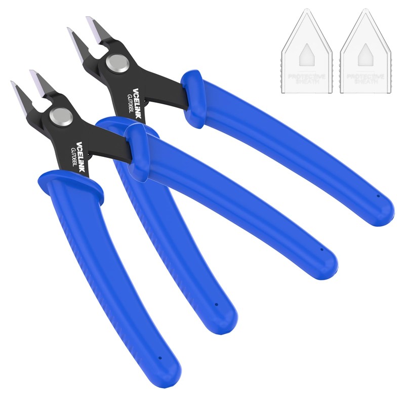 VCELINK Side Cutters Small GJ706BL Electronic Wire Cutter Angled Precision