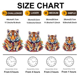 Blumuze Wooden Puzzle Adult 270 Pieces, Tiger Wooden Puzzle, Unique Animal Shape Puzzle Pieces, Puzzle Made of Animal Pieces, Puzzle Wooden Adult with Wooden Gift Box (L-33.2 x 35 cm)