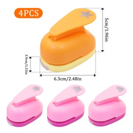 PWGHWG Motif Punch Set of 4 Motif Hole Punch Set Hearts Butterflies Stars Cherry Blossom Paper Punch Set for DIY Scrapbook Greeting Cards Crafts (Random Colour)