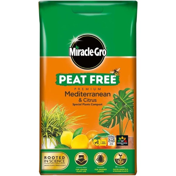 Miracle-Gro Peat-Free Premium Mediterranean & Citrus Plant Compost, 10L