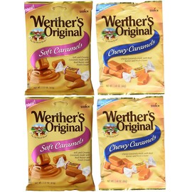 Werthers, Variety Pack, 2 Soft Caramel 2.22 Oz Per Bag, 2 Chewy Caramel 2.40 Oz Per Bag