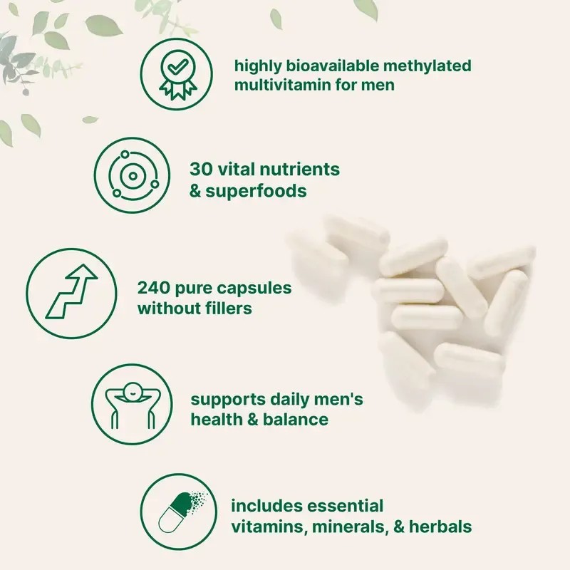 Micro Ingredients Pure Methylated Multivitamin for Men – 240 Capsules