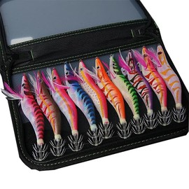 Egging Egi No. 3.5 Set, Squid Fishing, Squid Fishing, Squid Squid, Leg, Rattle, Set of 10, Bait Tree, Lure Set, Strong Appeal, Luminous Egi with Case