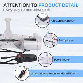EFFIROSO Electric Car Floor Jack Set 3 Ton All-in-one Automatic 12v Scissor Lift Jack Car Repair Tool with Iron Wrench for Sedans,SUV Tire Change & Replacement