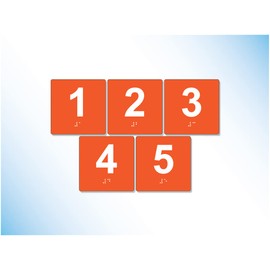 The Sign Studio – 4” x 4” – Exam Room Numbers 1-5 - Braille/Tactile Identification Signs Used for Exam Rooms and Offices – (Orange/White)
