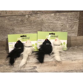 Pet Central (Sale) Set of 4 Skitter Critters Cat Toy Mice, Black & White