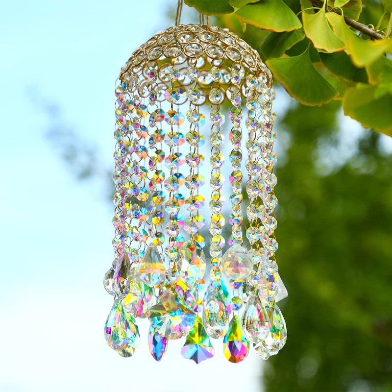 Crystal Chandelier Wind Chimes Suncatcher Pendant, Aurora Light Catcher for