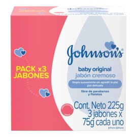 Jabón en barra para bebé Johnson's Original 75g 3-pack