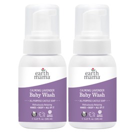 Earth Mama Calming Lavender Baby Wash Liquid Foaming Hand Soap, Organic All-Purpose Lavender Body Wash for Sensitive Skin, Castile Soap with Coconut Oil, Shea Butter, & Calendula