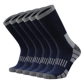 RedHero Men's Cotton Heavy Thick Full Cushion Crew Socks Moisture Wicking Control Thermal Winter Athletic Steel Toe Work Boot(NavyBlue L)