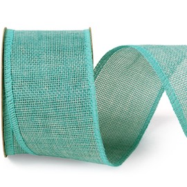 LaRibbons Burlap Ribbon Wired, 2.5 Inch x 12 Yards Blue Burlap Fabric Ribbon for Spring Easter Crafts, Wreath, Bows, Gift Wrapping, Outdoor Decoration