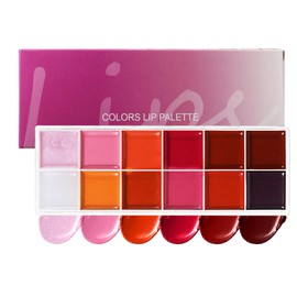 Lip Palette - Eye Shadow Palette Makeup - 12 Colors High-Pigmented Hydrating Kit Long-Lasting Waterproof Lip Gloss Vibrant Shades for Teens Travel Girls
