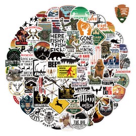 Hunting Stickers,100 Pack Go Hunting Vinyl Outdoor Adventure Wilderness Hunter Waterproof Stickers for Water Bottle,Skateboard,Journal,Laptop,Skateboard,Decal Graffiti Patches,Autocollant Enfant