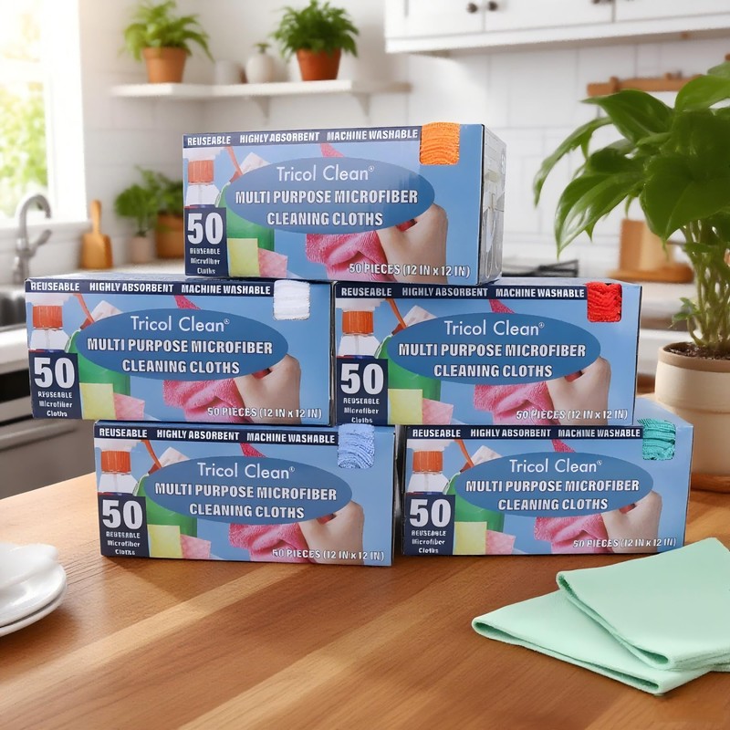 Tricol Clean Profesional Resuable Lint Free Microfiber Edgeless Cleaning Cloth