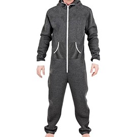 Juicy Trendz Men's Onesie Jumpsuit Tracksuit Jogging Suit One Piece Pattern Jumpsuit, Charcoal, XL