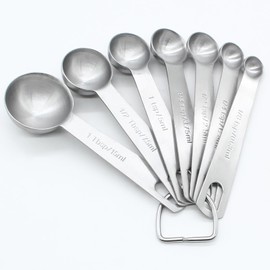 Luomorgo 7 Pcs/Set Measuring Spoons Set, Stainless Steel Measuring Spoons & Tablespoons, 1/8 tsp, 1/4 tsp, 1/2 tsp, 3/4 tsp, 1 tsp, 1/2 tbsp, 1 tbsp for Measuring Dry and Liquid Ingredients