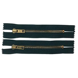 2 Reißverschlüsse Metall für Jeans 10 cm schwarz altmessing