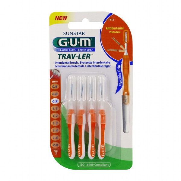 GUM Trav-ler 4 Interdental Brushes - 1412: 0,9 mm