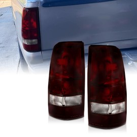 AmeriLite for 1999-2002 Chevy Silverado | 99-2006 GMC Sierra Truck Smoke Red Replacement Brake Tail Lights Pair - Passenger and Driver Side