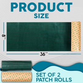 Pool Cover Patch Repair Kit, 2 Rolls 8 x 36 Inch Each, Green Self-Adhesive Woven Vinyl, Swimming Pool Cover Patches, Peel-and-Stick Application, Custom Cut for Long Rips