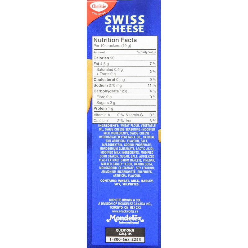 Christie Swiss Cheese Crackers, 200g/7.05 Ounces {Imported from Canada}